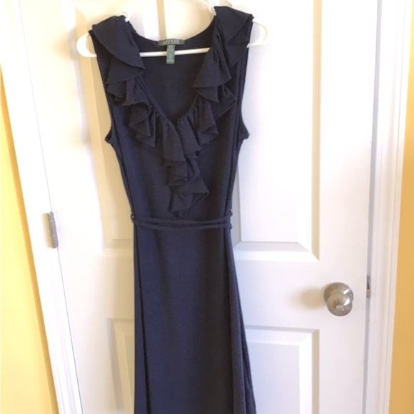 Ralph Lauren Dresses & Skirts - Ralph Lauren navy sleeveless dress with ruffled front